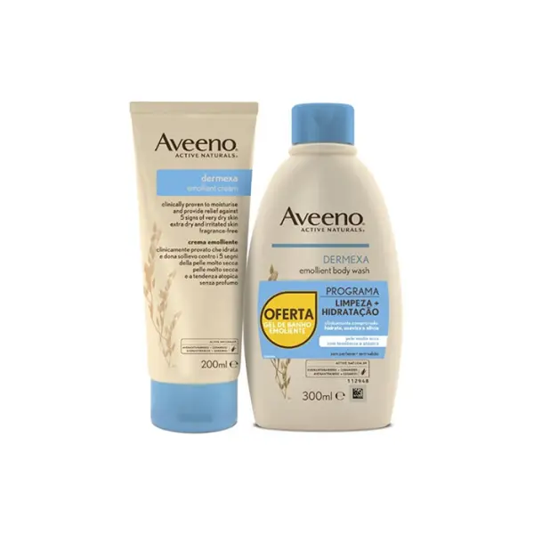 Dermexa Emollient Cream 200ml + Emollient Body Wash 300ml