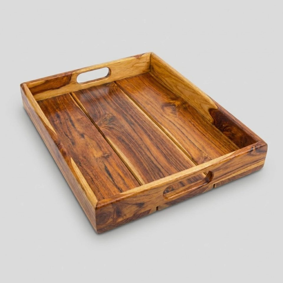 Large Well-Being Luxury Teak Serving Tray