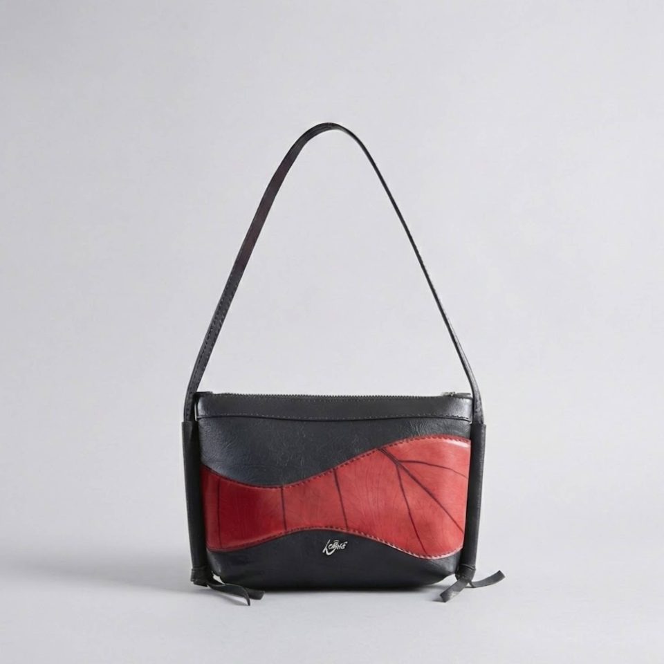 Mika Beleaf Leaf Leather Bag - Red Wave