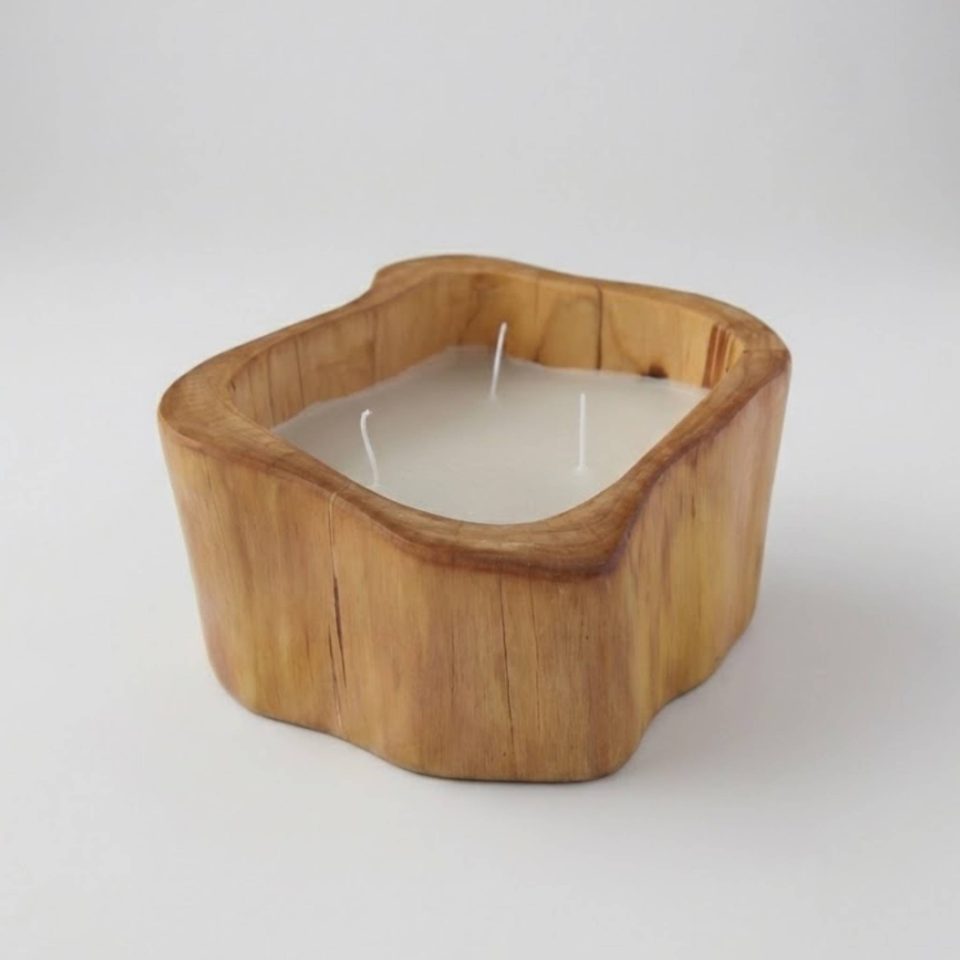 Teak Wood Pillar Candle Holder - Model 01