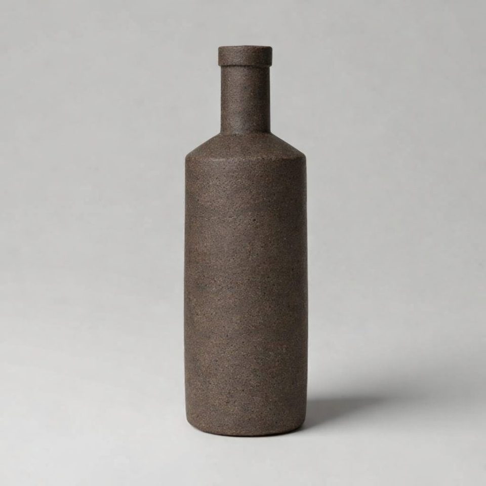 Vertentes Large Ceramic Bottle - Brown