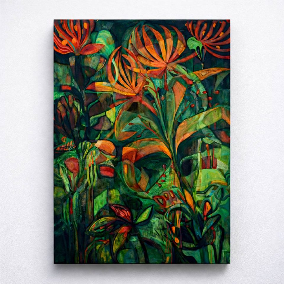 "In Natura" Mixed Media Canvas Painting by Carol Lacerda - 100x70cm Tropical Nature Art