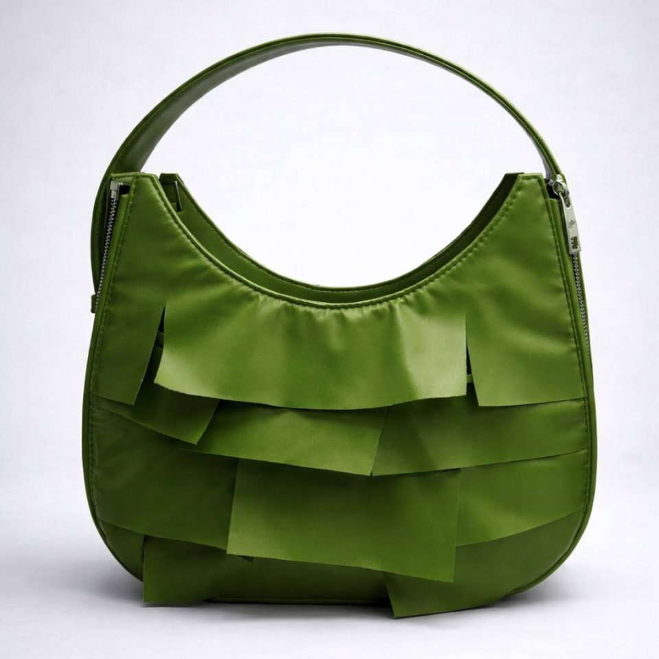 Leonia Pro Green Executive Vegan Bag With Stripes