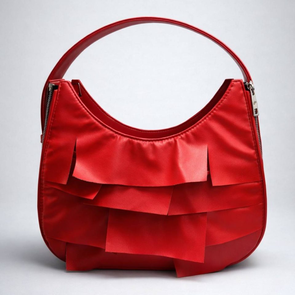 Leonia Pro Red Executive Vegan Bag With Stripes