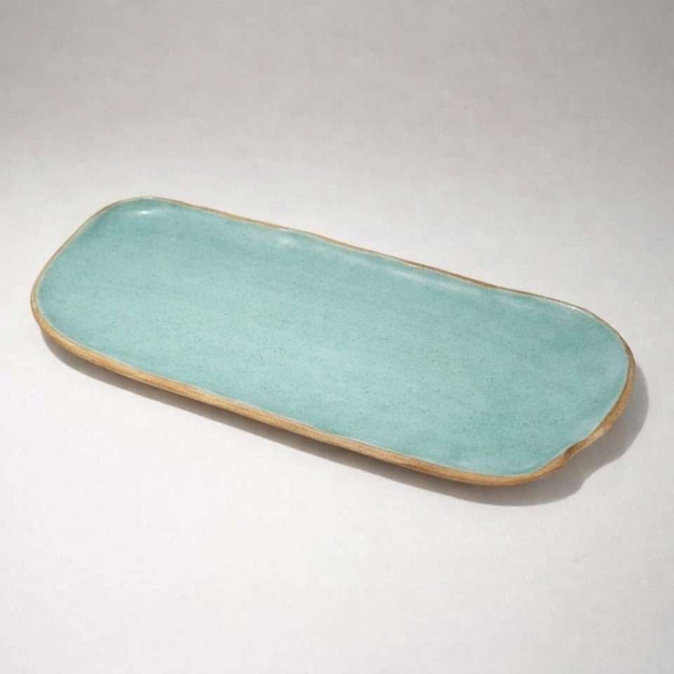 Large Pacific Boat Ceramic Tray &ndash; L &ndash; Aqua Green