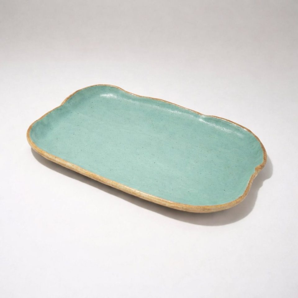 Medium Pacific Boat Ceramic Tray &ndash; M &ndash; Aqua Green