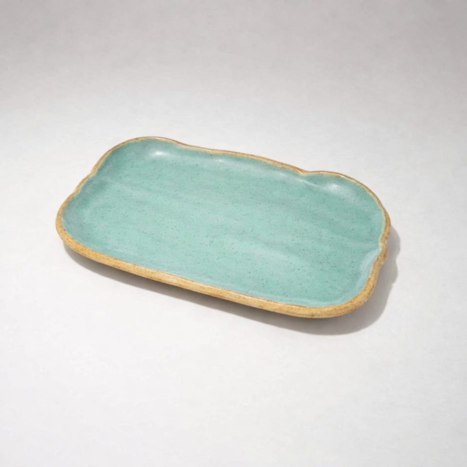 Small Pacific Boat Ceramic Tray - S - Aqua Green