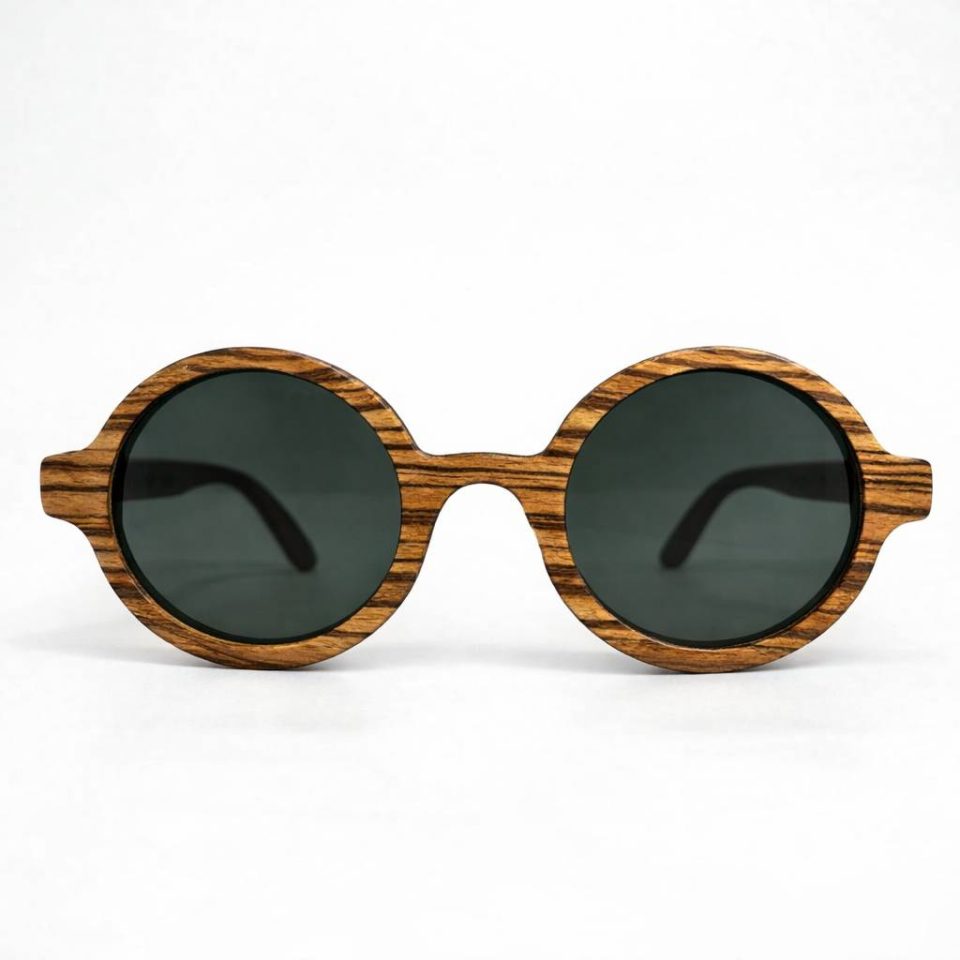 Layla Round Wood Sunglasses - Brown