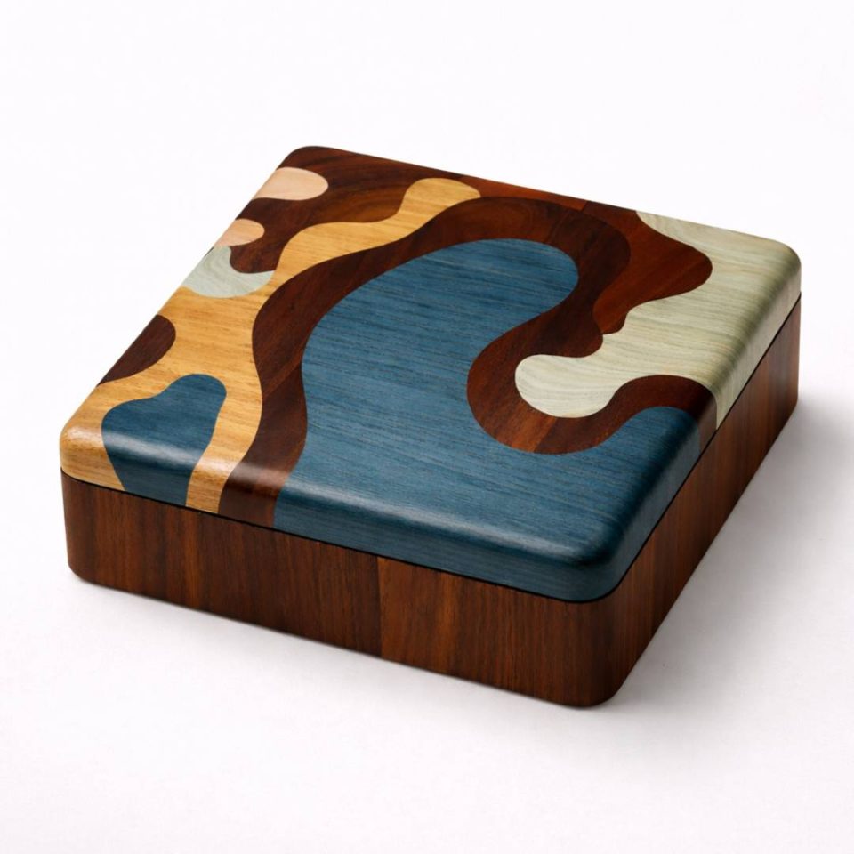 Organic Blue Marquetry Box